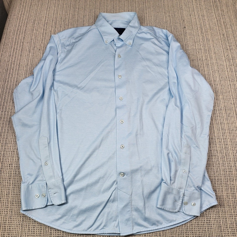 David Donahue Shirt Mens‎ 16.5 L Blue Solid Fusion Button Down Long Sleeve
